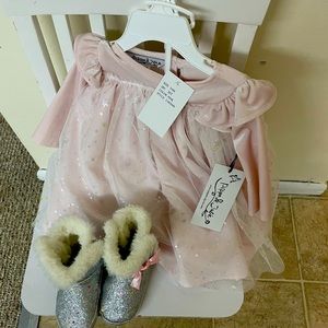 Baby pink dress with shoes 3-6 month